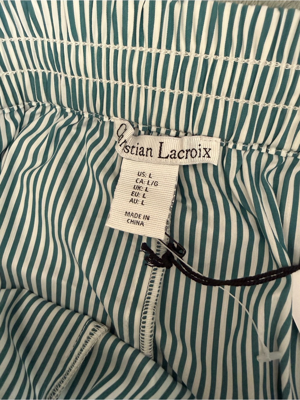 Striped Green Button-Down Shirt with Lace Detail - Womens - Picture 5 of 5